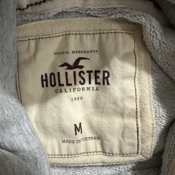 Hollister Button Up Sweater Hoodie Womens M Gray Y2K Grunge Skater Surf Coquette - Picture 2 of 8